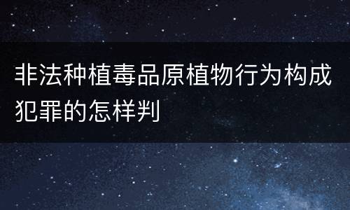 非法种植毒品原植物行为构成犯罪的怎样判