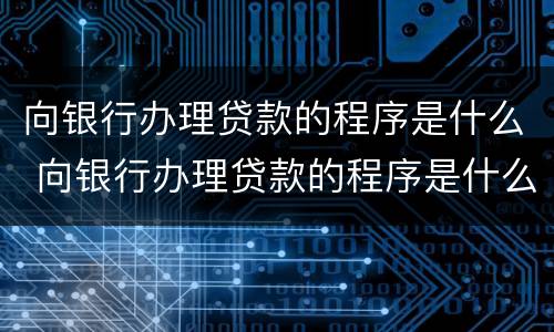 向银行办理贷款的程序是什么 向银行办理贷款的程序是什么意思