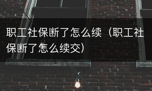 职工社保断了怎么续（职工社保断了怎么续交）
