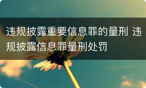 违规披露重要信息罪的量刑 违规披露信息罪量刑处罚