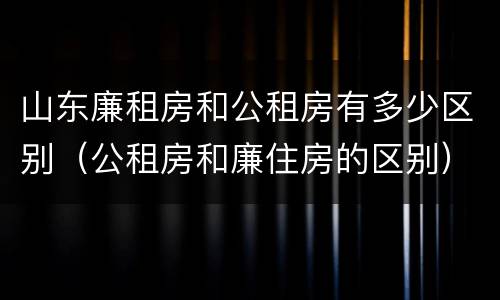 山东廉租房和公租房有多少区别（公租房和廉住房的区别）