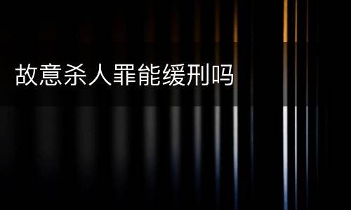 故意杀人罪能缓刑吗
