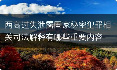 两高过失泄露国家秘密犯罪相关司法解释有哪些重要内容