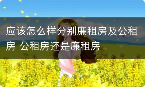 应该怎么样分别廉租房及公租房 公租房还是廉租房