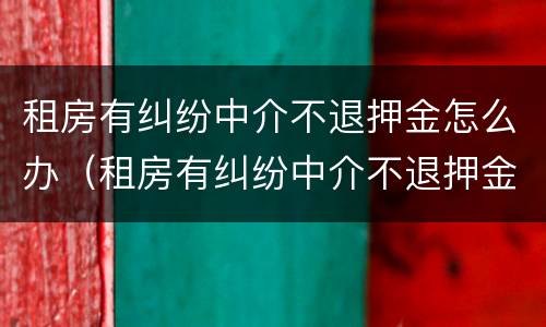 租房有纠纷中介不退押金怎么办（租房有纠纷中介不退押金怎么办呀）
