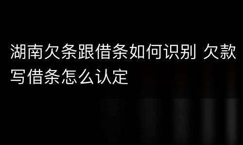 湖南欠条跟借条如何识别 欠款写借条怎么认定