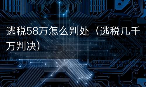 逃税58万怎么判处（逃税几千万判决）