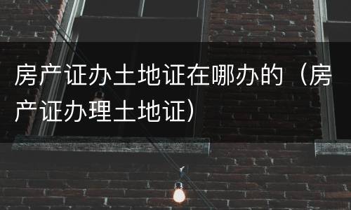 房产证办土地证在哪办的（房产证办理土地证）