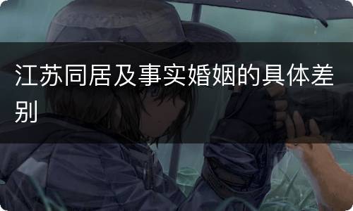 江苏同居及事实婚姻的具体差别