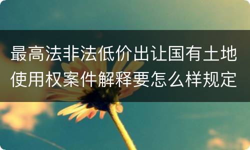 最高法非法低价出让国有土地使用权案件解释要怎么样规定