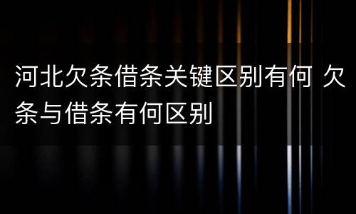 河北欠条借条关键区别有何 欠条与借条有何区别