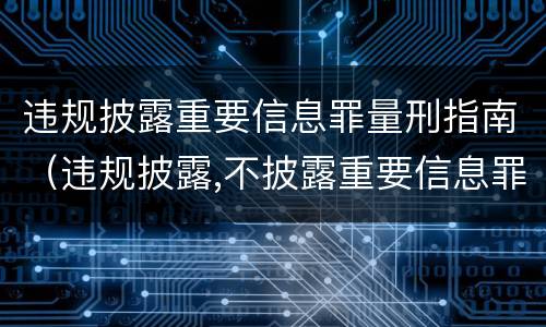 违规披露重要信息罪量刑指南（违规披露,不披露重要信息罪的立案标准）