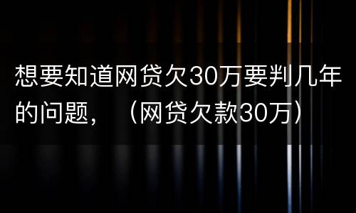想要知道网贷欠30万要判几年的问题，（网贷欠款30万）