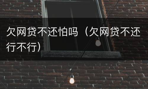 欠网贷不还怕吗（欠网贷不还行不行）