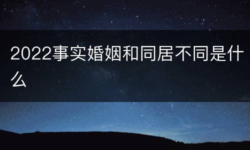 2022事实婚姻和同居不同是什么
