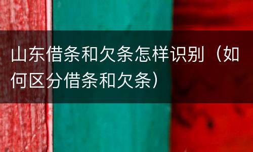 山东借条和欠条怎样识别（如何区分借条和欠条）