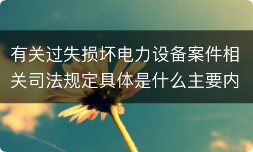 有关过失损坏电力设备案件相关司法规定具体是什么主要内容