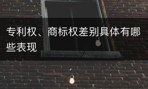 专利权、商标权差别具体有哪些表现