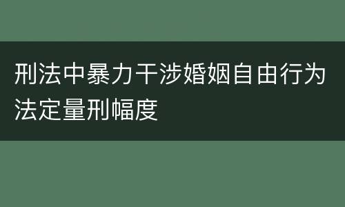刑法中暴力干涉婚姻自由行为法定量刑幅度