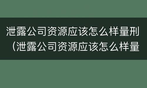 泄露公司资源应该怎么样量刑（泄露公司资源应该怎么样量刑标准）