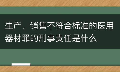 生产、销售不符合标准的医用器材罪的刑事责任是什么