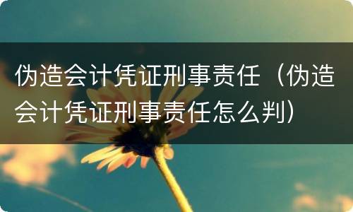 伪造会计凭证刑事责任（伪造会计凭证刑事责任怎么判）