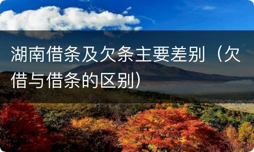 湖南借条及欠条主要差别（欠借与借条的区别）