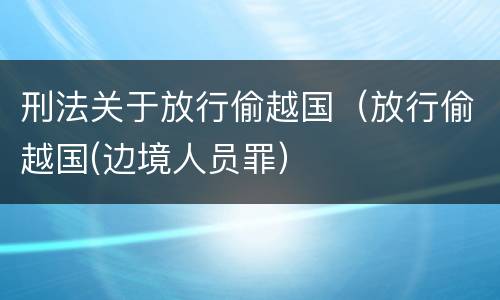 刑法关于放行偷越国（放行偷越国(边境人员罪）