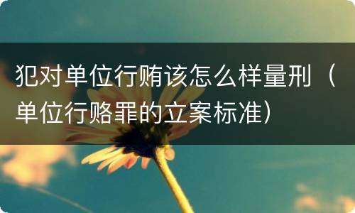 犯对单位行贿该怎么样量刑（单位行赂罪的立案标准）