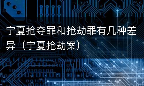 宁夏抢夺罪和抢劫罪有几种差异（宁夏抢劫案）