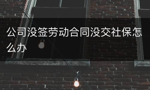 公司没签劳动合同没交社保怎么办