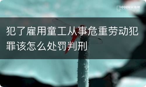 犯了雇用童工从事危重劳动犯罪该怎么处罚判刑