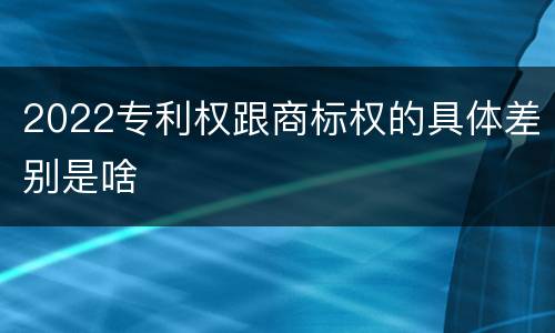 2022专利权跟商标权的具体差别是啥