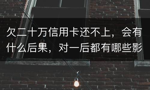 欠二十万信用卡还不上，会有什么后果，对一后都有哪些影响