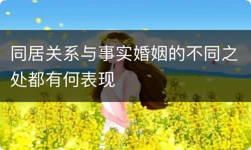 同居关系与事实婚姻的不同之处都有何表现