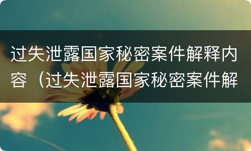 过失泄露国家秘密案件解释内容（过失泄露国家秘密案件解释内容怎么写）