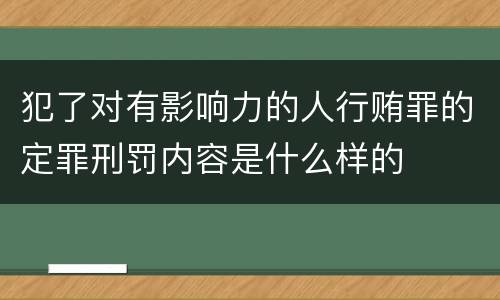 犯了对有影响力的人行贿罪的定罪刑罚内容是什么样的