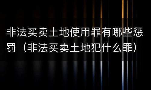 非法买卖土地使用罪有哪些惩罚（非法买卖土地犯什么罪）