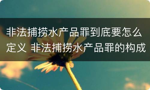 非法捕捞水产品罪到底要怎么定义 非法捕捞水产品罪的构成要件