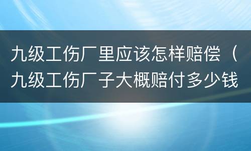 九级工伤厂里应该怎样赔偿（九级工伤厂子大概赔付多少钱）