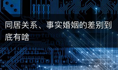 同居关系、事实婚姻的差别到底有啥