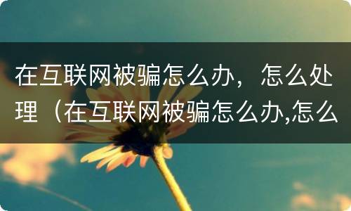 在互联网被骗怎么办，怎么处理（在互联网被骗怎么办,怎么处理呢）
