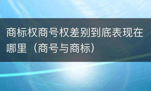 商标权商号权差别到底表现在哪里（商号与商标）