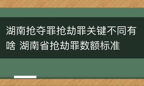 湖南抢夺罪抢劫罪关键不同有啥 湖南省抢劫罪数额标准