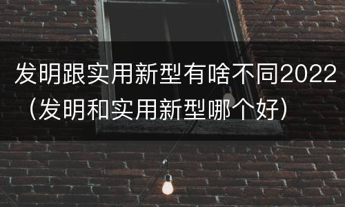 发明跟实用新型有啥不同2022（发明和实用新型哪个好）