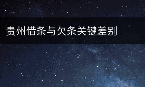 贵州借条与欠条关键差别