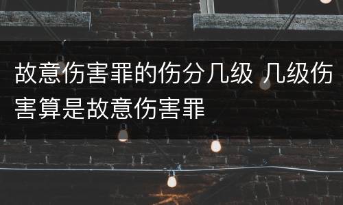 故意伤害罪的伤分几级 几级伤害算是故意伤害罪