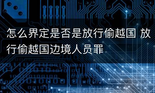 怎么界定是否是放行偷越国 放行偷越国边境人员罪