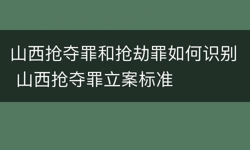 山西抢夺罪和抢劫罪如何识别 山西抢夺罪立案标准