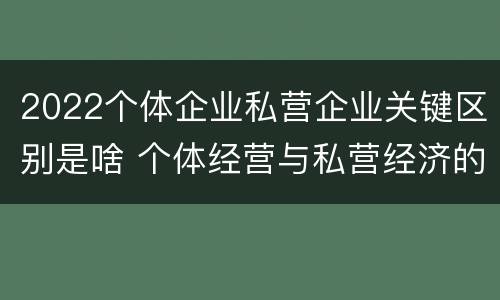 2022个体企业私营企业关键区别是啥 个体经营与私营经济的定义